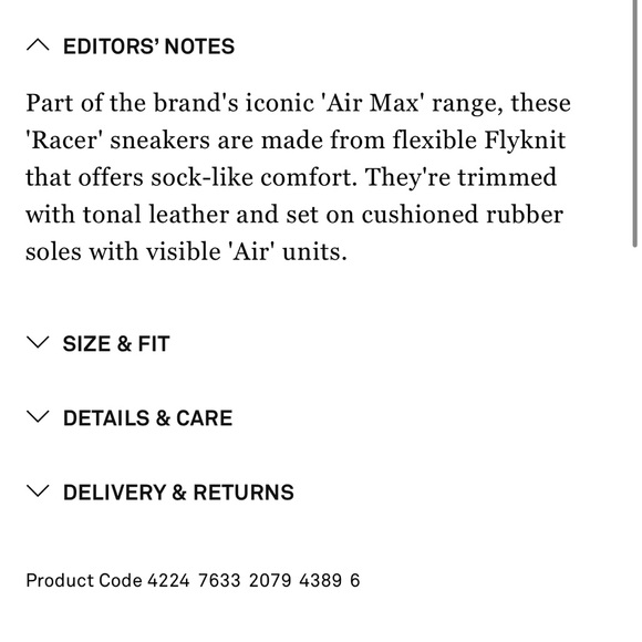 New with tags and box NIKE
Air Max Racer leather-trimmed Flyknit sneakers - Picture 4 of 11